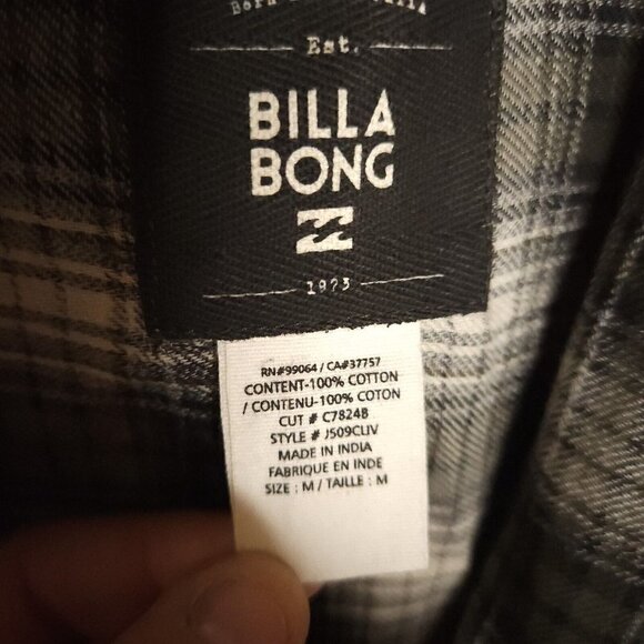 Billabong Womens Blue Plaid Fringe Cotton Open Front Top Medium - Picture 5 of 6